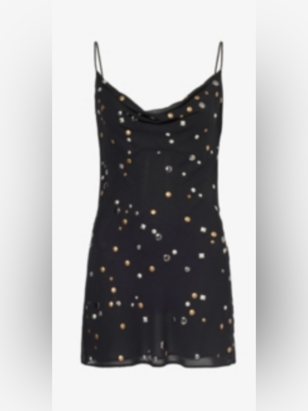 NWT Akira Black Slip Dress with Gold & Silver Dot Embellishments XL
